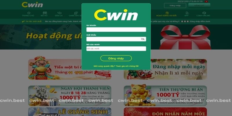 Thao tác đăng nhập tại Cwin đơn giản 